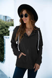 Quarter Snap Drawstring Hoodie with Kangaroo Pocket - Trendsi - Flyclothing LLC