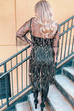 Sequin Open Front Sheer Cardigan - Trendsi - Flyclothing LLC