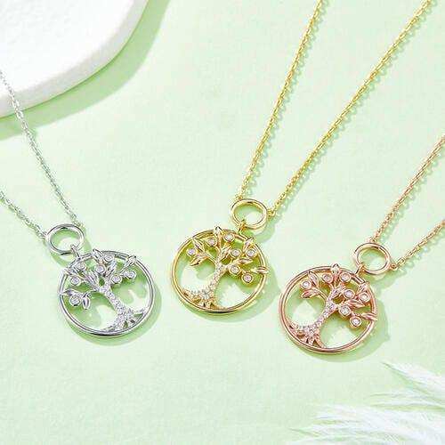 Moissanite 925 Sterling Silver Tree Of Life Pendant Necklace - Trendsi - Flyclothing LLC