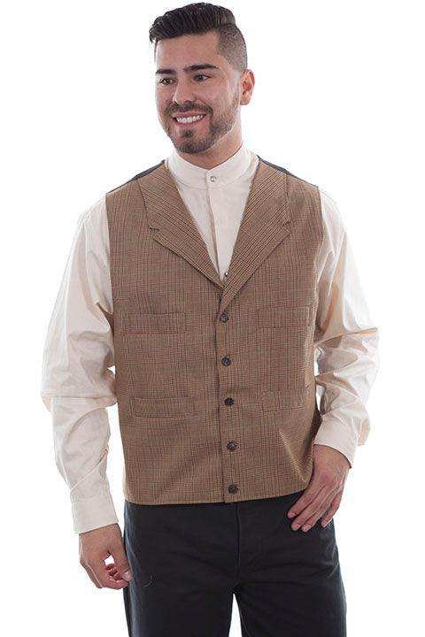 Scully TAN PLAID 4 POCKET VEST - Scully Leather - Flyclothing LLC