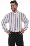 Scully IVORY DOBBY STRIPE BUTTON FRONT - Scully Leather - Flyclothing LLC