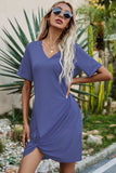 Twisted V-Neck Short Sleeve Dress - Trendsi - Flyclothing LLC