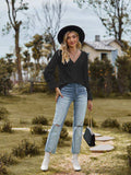 V-Neck Flounce Sleeve Blouse - Trendsi - Flyclothing LLC