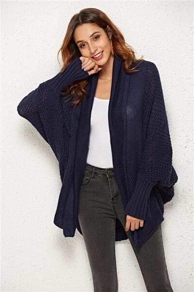 Open Front Batwing Sleeve Cardigan - Trendsi - Flyclothing LLC