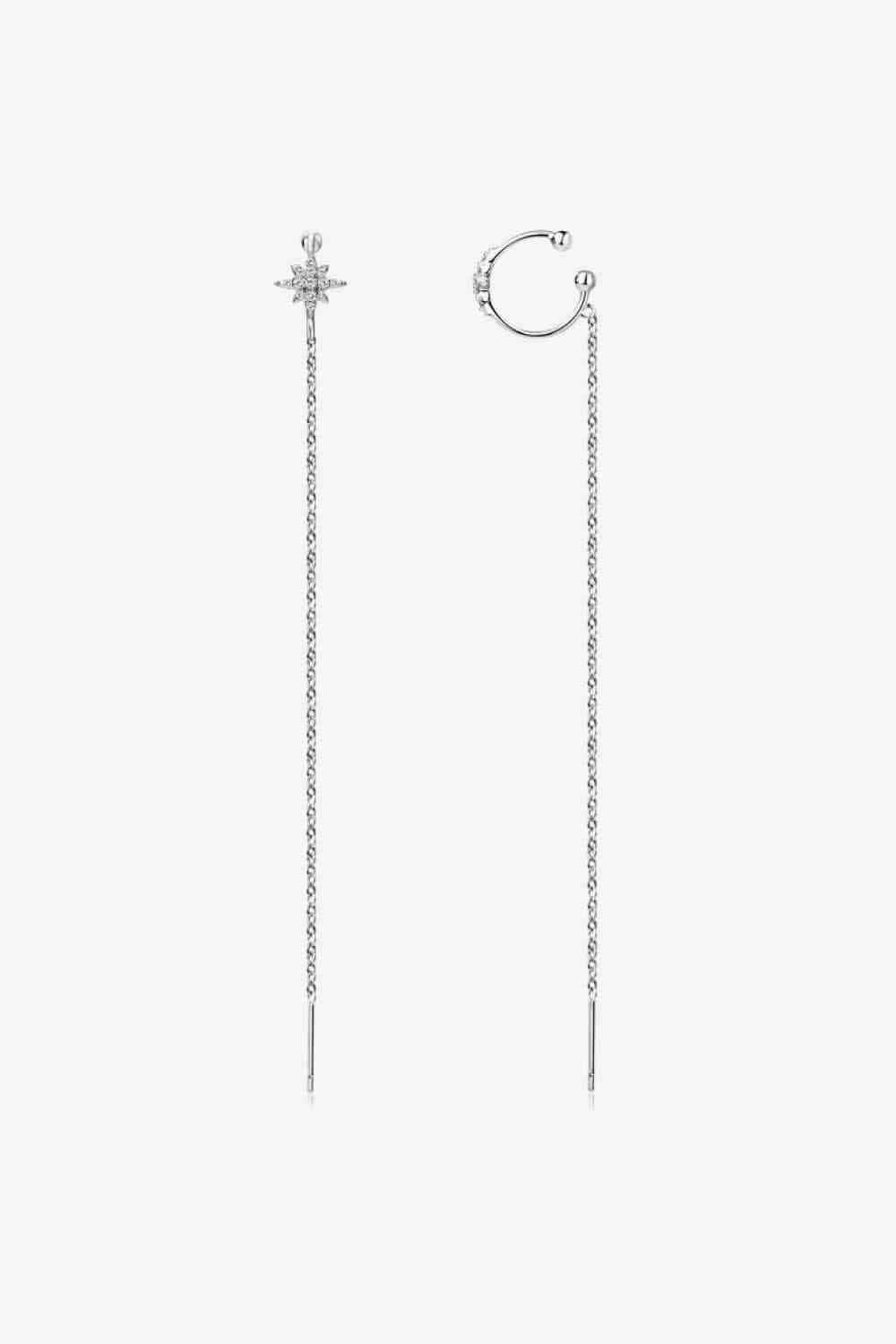Moissanite 925 Sterling Silver Threader Earrings - Trendsi - Flyclothing LLC
