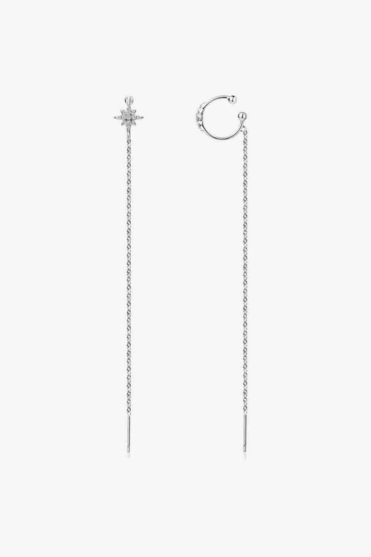 Moissanite 925 Sterling Silver Threader Earrings - Trendsi - Flyclothing LLC