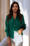 Lapel Collar Buttoned Puff Sleeve Shirt - Trendsi - Flyclothing LLC