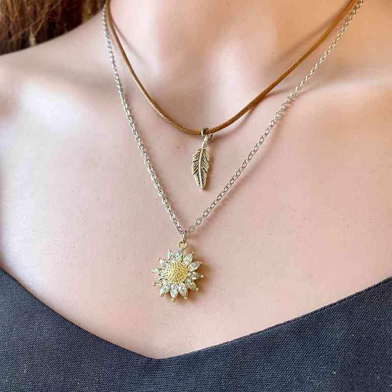 Sunflower Pendant Necklace Set - Trendsi - Flyclothing LLC