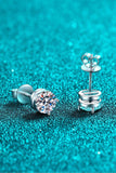 2 Carat Moissanite Rhodium-Plated Stud Earrings - Trendsi - Flyclothing LLC