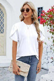Round Neck Petal Sleeve T-Shirt - Trendsi - Flyclothing LLC