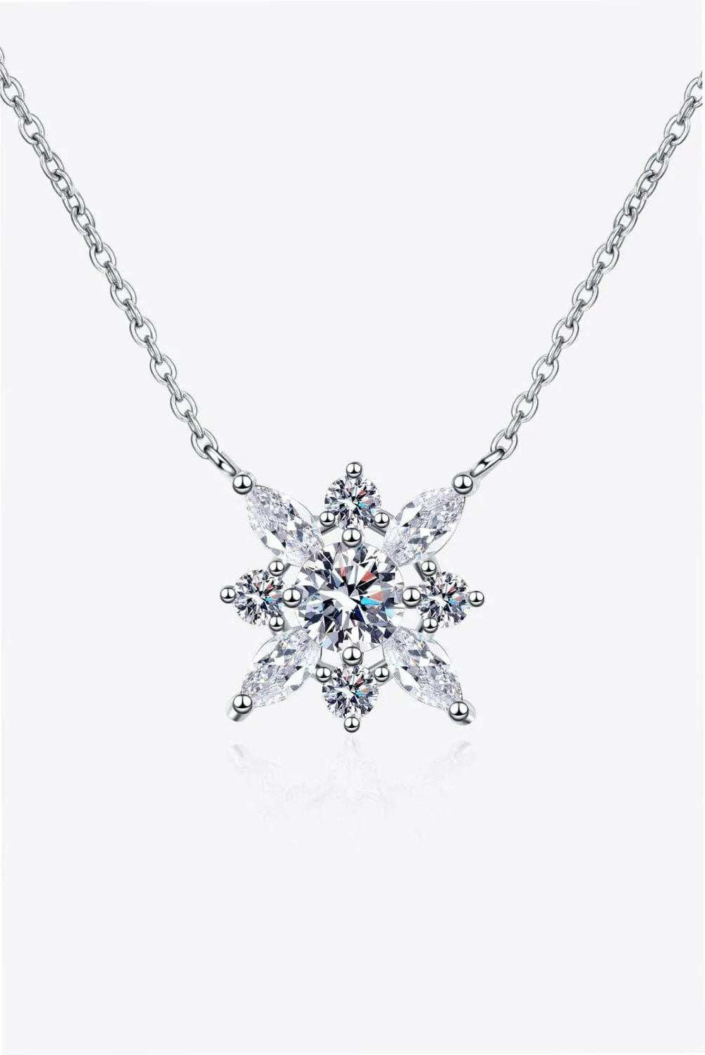 Moissanite Rhodium-Plated Necklace - Trendsi - Flyclothing LLC