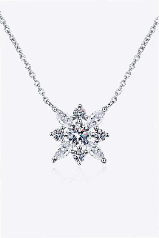 Moissanite Rhodium-Plated Necklace - Trendsi - Flyclothing LLC