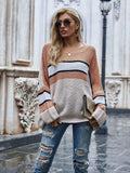 Striped Horizontal Ribbing Long Sleeve Tunic Sweater - Trendsi - Flyclothing LLC