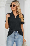 Johnny Collar Short Sleeve Blouse - Trendsi - Flyclothing LLC