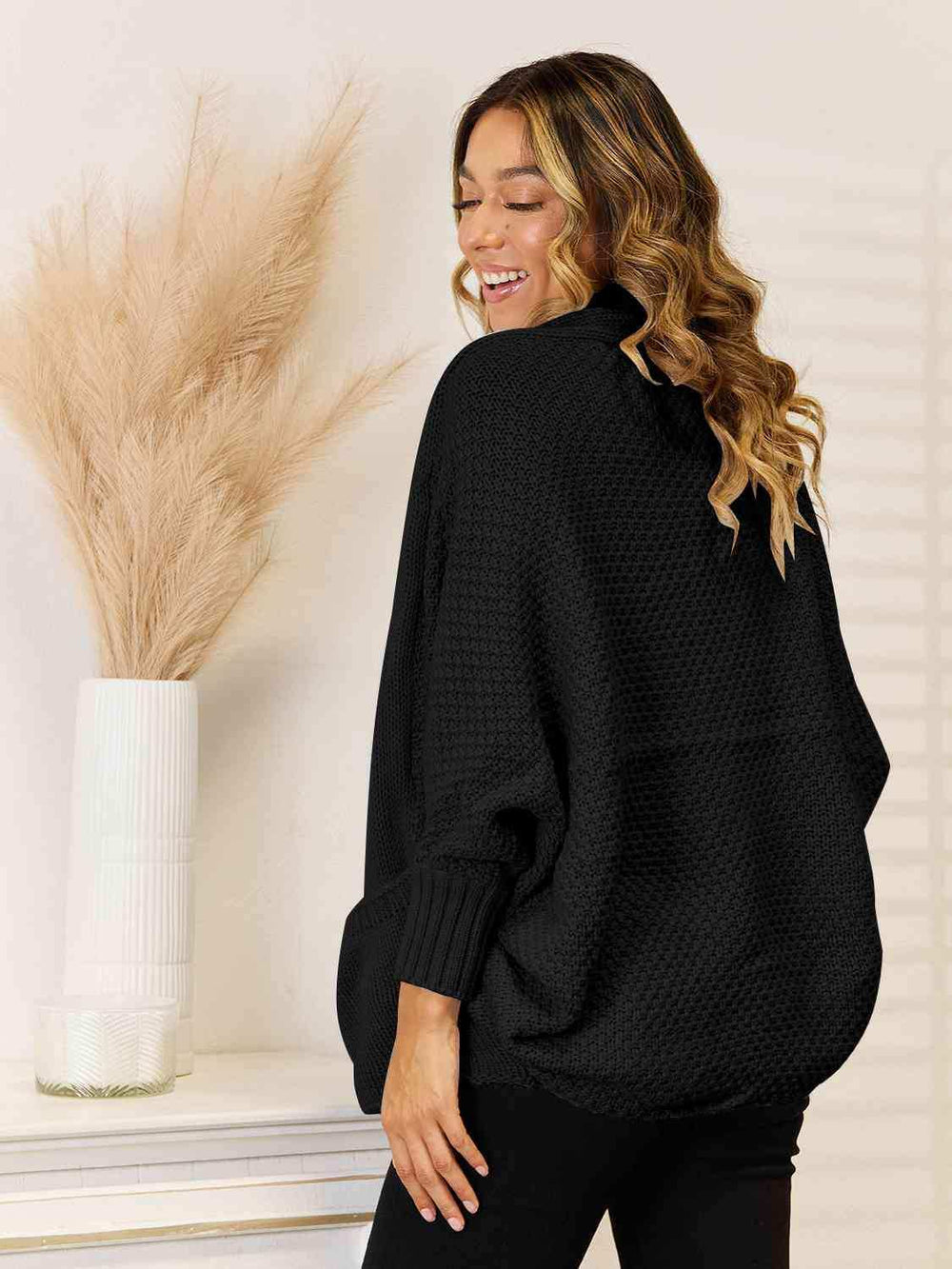 Open Front Cardigan with Pockets - Trendsi - Flyclothing LLC