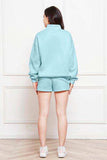 Half Zip Long Sleeve Sweatshirt and Drawstring Shorts Set - Trendsi - Flyclothing LLC