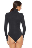 Ribbed Turtleneck Long Sleeve Bodysuit - Trendsi - Flyclothing LLC
