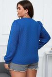Plus Size Textured Round Neck Long Sleeve Top - Trendsi - Flyclothing LLC