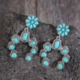 Artificial Turquoise Alloy Dangle Earrings - Trendsi - Flyclothing LLC