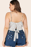 Plus Size Striped Tie-Back Cropped Cami - Trendsi - Flyclothing LLC