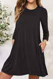 Round Neck Long Sleeve Mini Dress - Trendsi - Flyclothing LLC