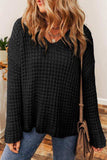 Openwork Round Neck Long Sleeve Sweater - Trendsi - Flyclothing LLC