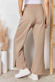 RISEN Wide Waistband Slit Wide Leg Pants - Trendsi - Flyclothing LLC