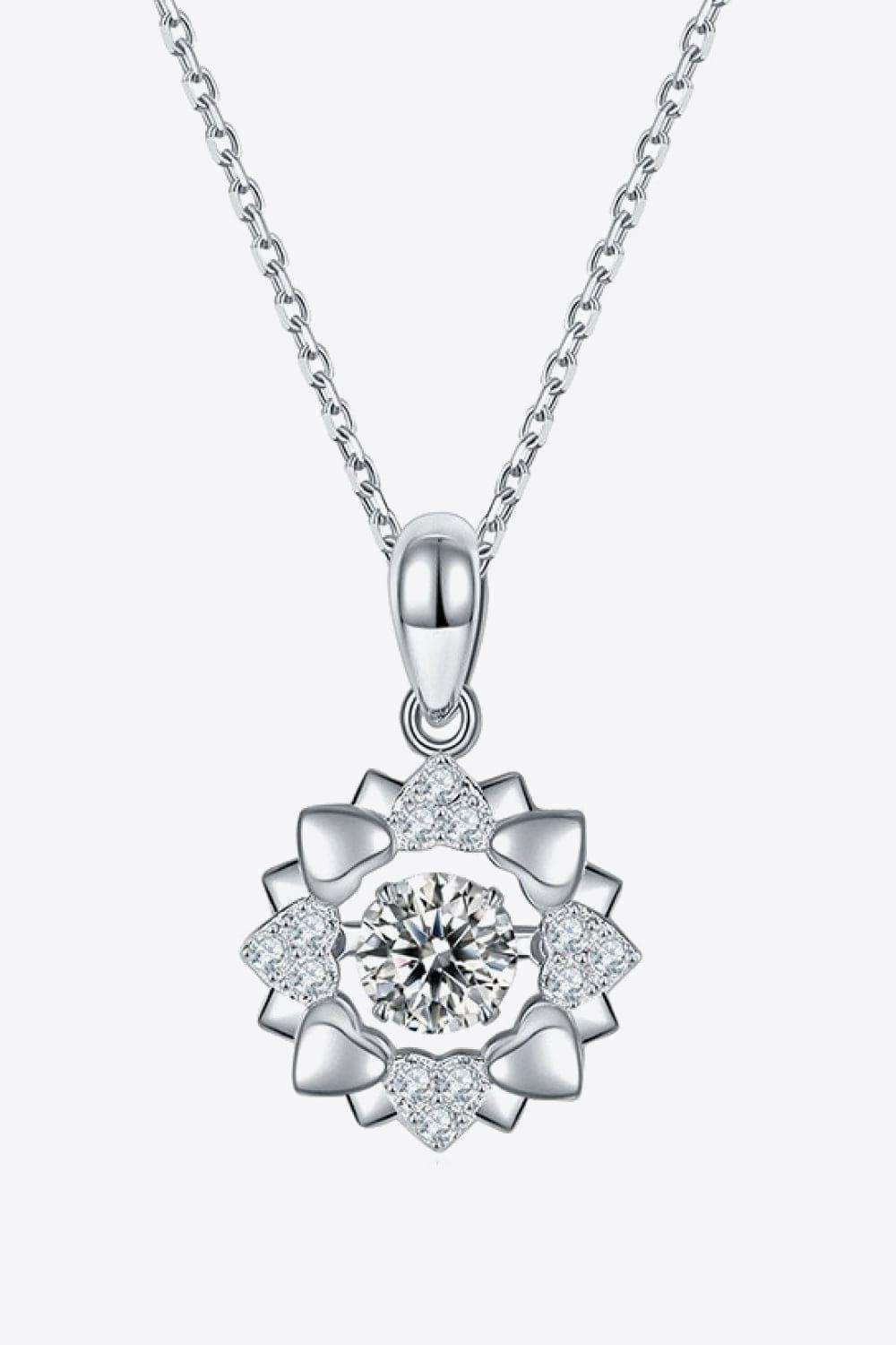 Moissanite Flower Shape Pendant Necklace - Trendsi - Flyclothing LLC