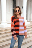 Round Neck Long Sleeve Color Block Dropped Shoulder Pullover Sweater - Trendsi - Flyclothing LLC
