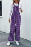 Plaid Straight Leg Overalls - Trendsi - Flyclothing LLC
