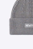 NEWYORK Patch Rib-Knit Cuffed Beanie - Trendsi - Flyclothing LLC