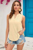 Eyelet Notched Sleeveless Top - Trendsi - Flyclothing LLC
