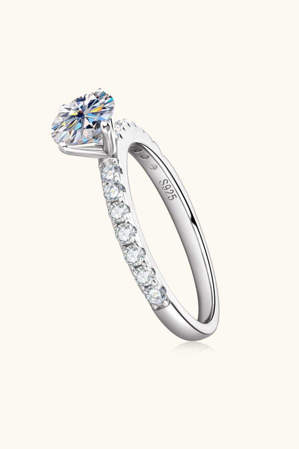 Moissanite Platinum-Plated Side Stone Ring - Trendsi - Flyclothing LLC