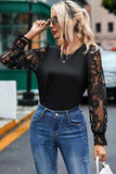 Openwork Round Neck Long Sleeve Blouse - Trendsi - Flyclothing LLC