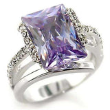 Alamode Rhodium Brass Ring with AAA Grade CZ in Light Amethyst - Alamode - Flyclothing LLC