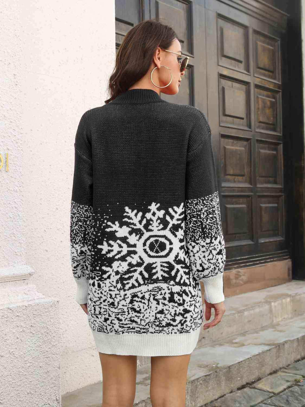 Snowflake Pattern Sweater Dress - Trendsi - Flyclothing LLC
