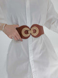 Alloy Buckle Elastic PU Belt - Trendsi - Flyclothing LLC