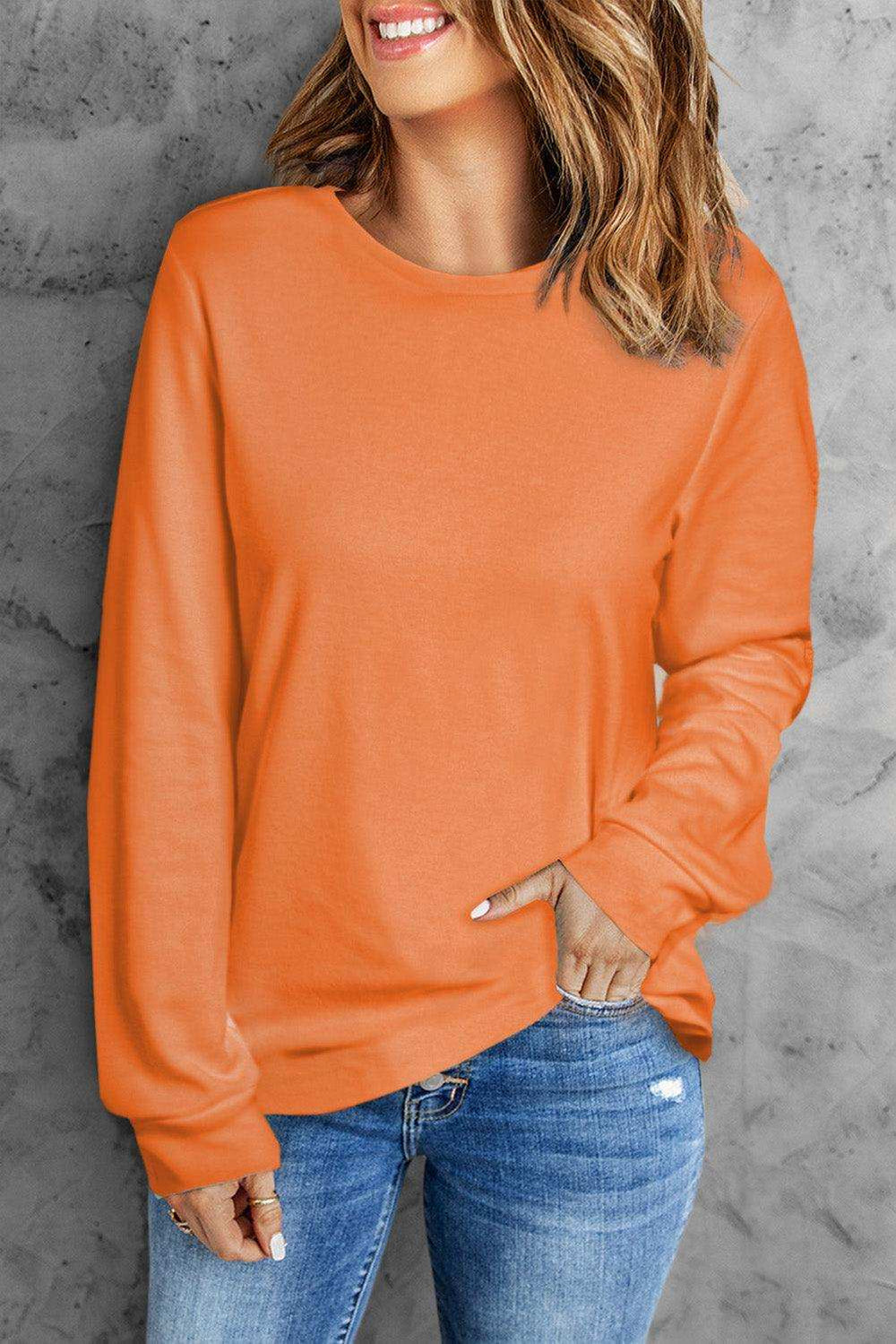 Round Neck Long Sleeve Top - Trendsi - Flyclothing LLC