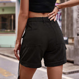 High Waist Denim Cargo Shorts - Trendsi - Flyclothing LLC