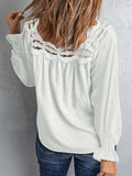 Cutout Square Neck Long Sleeve Blouse - Trendsi - Flyclothing LLC