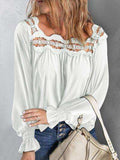Cutout Square Neck Long Sleeve Blouse - Trendsi - Flyclothing LLC