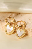 Inlaid Shell Heart Drop Earrings - Trendsi - Flyclothing LLC