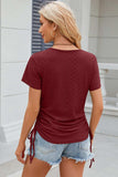 Eyelet Round Neck Short Sleeve T-Shirt - Trendsi - Flyclothing LLC