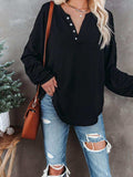 Buttoned Drop Shoulder Top - Trendsi - Flyclothing LLC