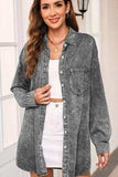 Button Up Dropped Shoulder Denim Top - Trendsi - Flyclothing LLC