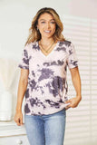 Double Take Tie-Dye V-Neck T-Shirt - Trendsi - Flyclothing LLC
