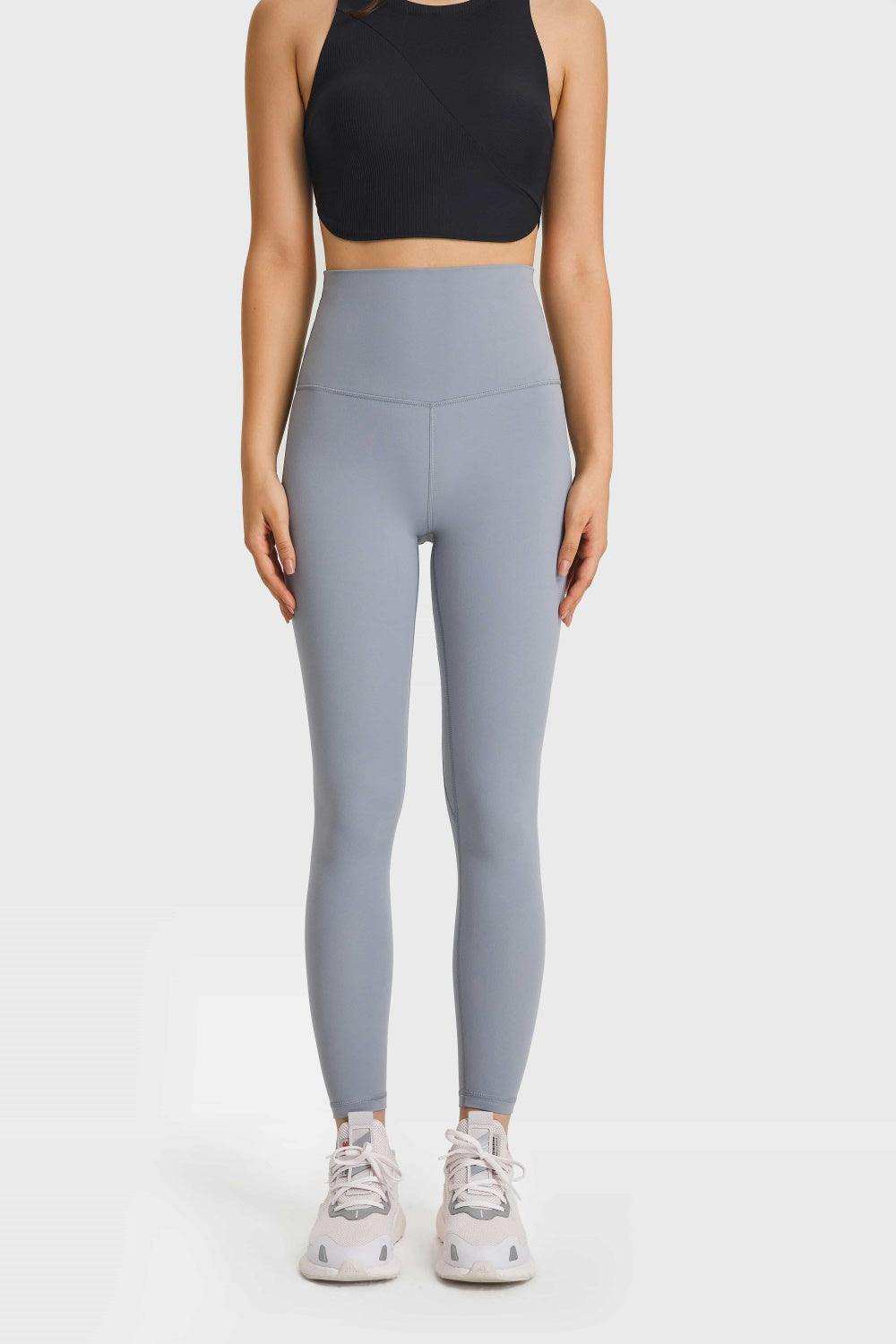 Feel Like Skin Elastic Waistband Yoga Leggings - Trendsi - Flyclothing LLC