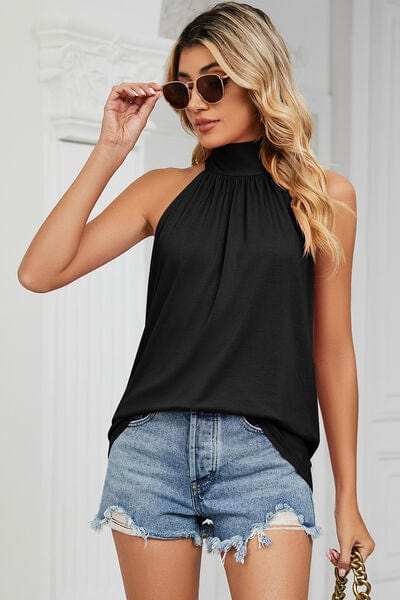 Tied Grecian Neck Tank - Trendsi - Flyclothing LLC