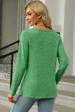 Slit Decorative Button Square Neck T-Shirt - Trendsi - Flyclothing LLC