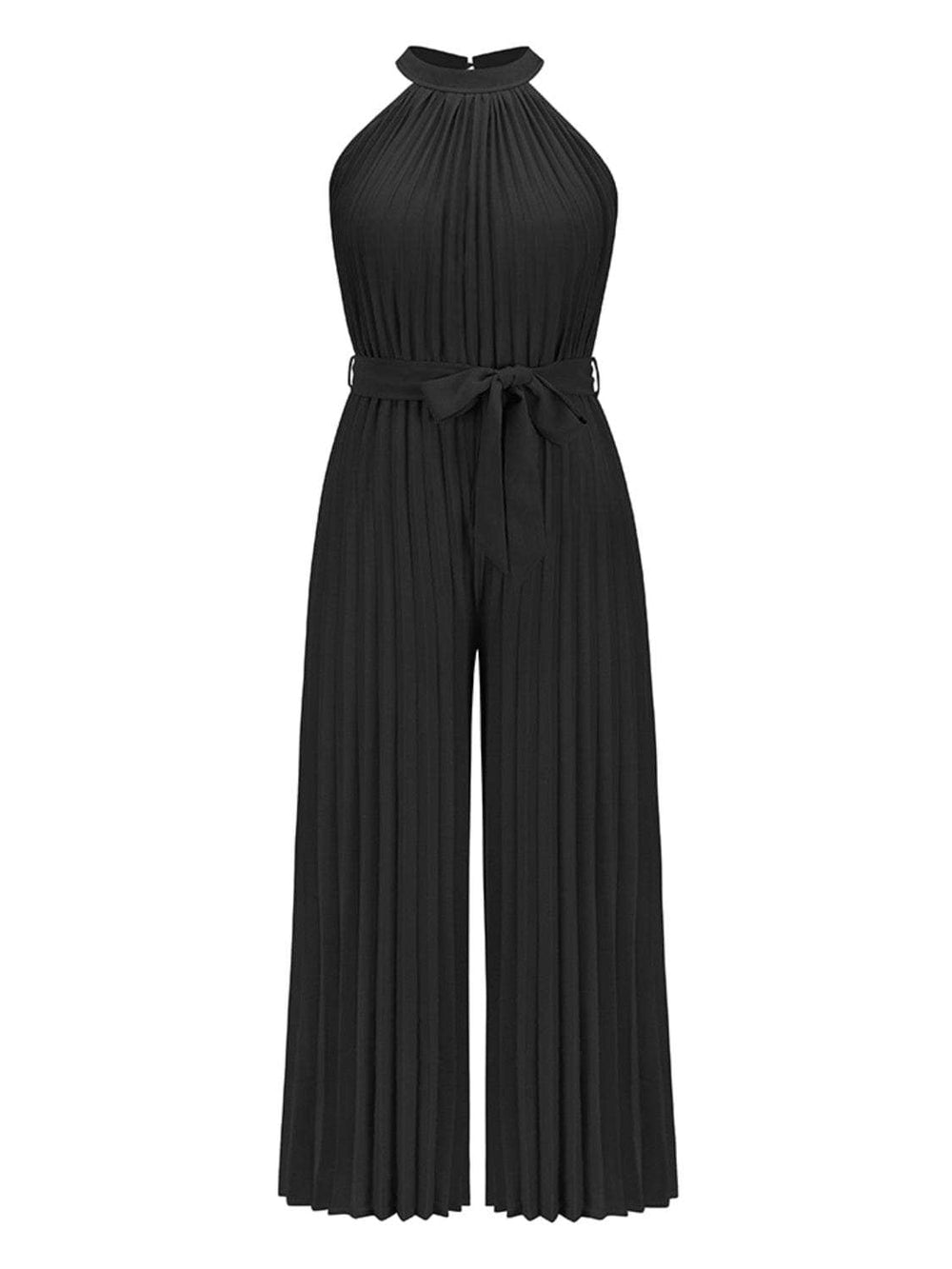 Cutout Tied Pleated Sleeveless Jumpsuit - Trendsi - Flyclothing LLC